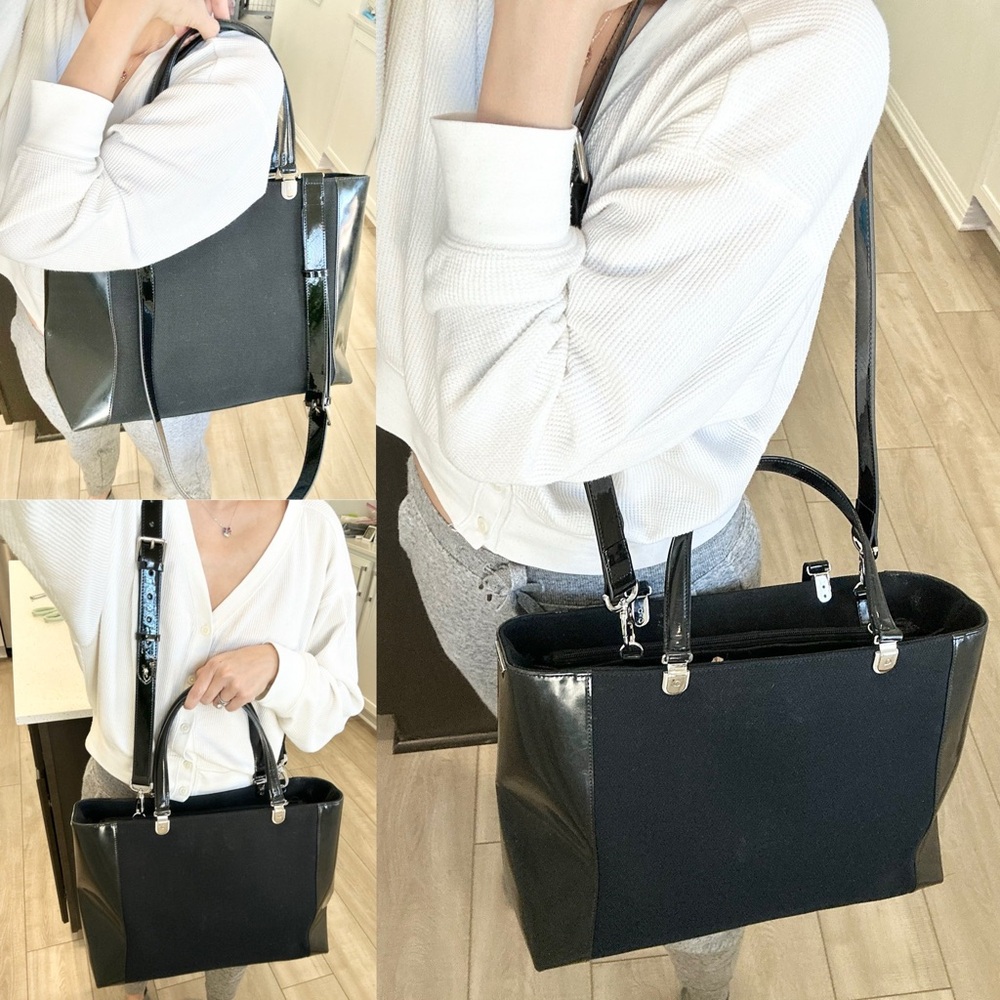 Auth CHRISTIAN DIOR Large Lady Vintage Canvas and Patent Leather Tote Bag - Picture 16 of 16